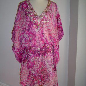 Pink Patterned Swim Coverup